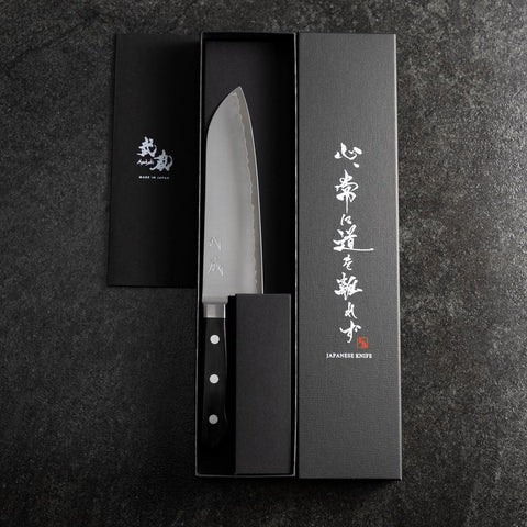 Santoku VG-10 Polished Western Black Handle 170mm (6.7”)-[Musashi]-[Japanese-Kitchen-Knives]