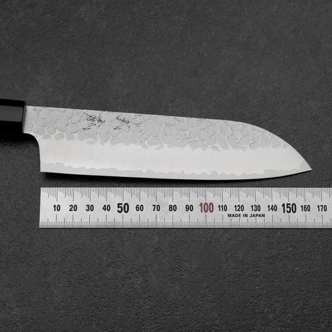 Santoku VG-10 Tsuchime Büffelhorn und Ebenholz Griff 165mm-[Musashi]-[Japan-Küchenmesser]