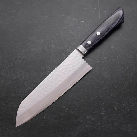 Santoku VG-10 Tsuchime Damast Blauer Westlicher Griff 170mm-[Musashi]-[Japan-Küchenmesser]