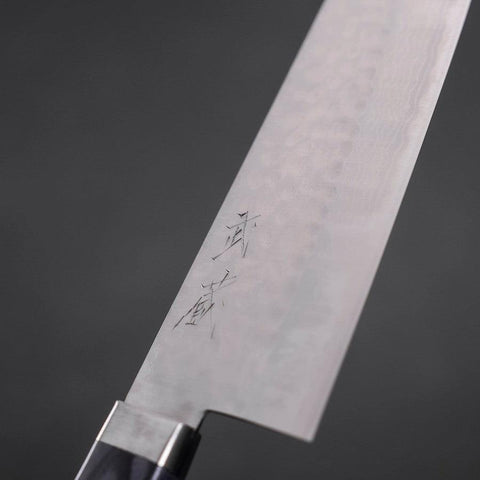 Santoku VG-10 Tsuchime Damast Blauer Westlicher Griff 170mm-[Musashi]-[Japan-Küchenmesser]