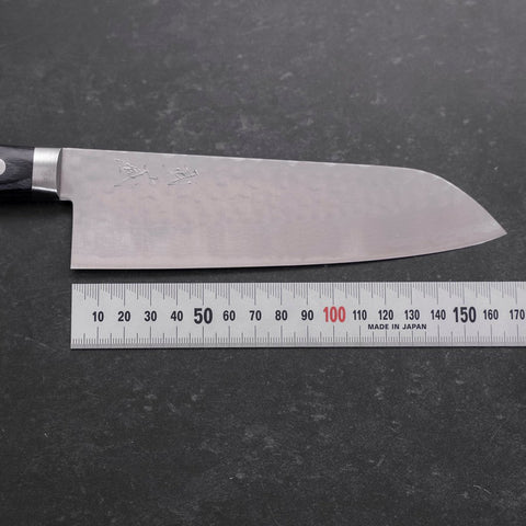 Santoku VG-10 Tsuchime Damast Blauer Westlicher Griff 170mm-[Musashi]-[Japan-Küchenmesser]