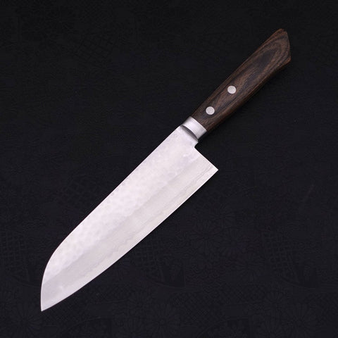 Santoku VG-10 Tsuchime Damast Brauner Westlicher Griff 170mm-[Musashi]-[Japan-Küchenmesser]