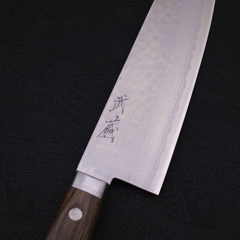 Santoku VG-10 Tsuchime Damast Brauner Westlicher Griff 170mm-[Musashi]-[Japan-Küchenmesser]