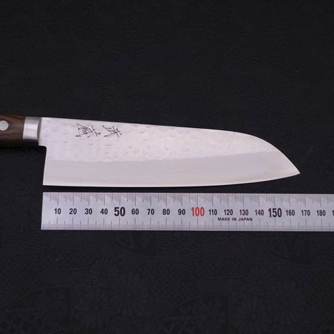 Santoku VG-10 Tsuchime Damast Brauner Westlicher Griff 170mm-[Musashi]-[Japan-Küchenmesser]
