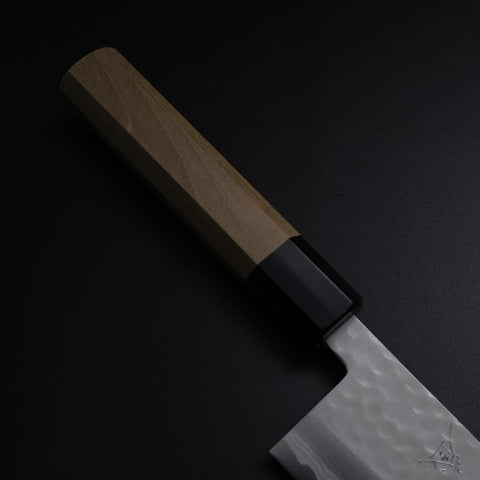 Santoku VG-10 Tsuchime Damast Büffelhorn und Magnolienholz Griff 165mm-[Musashi]-[Japan-Küchenmesser]