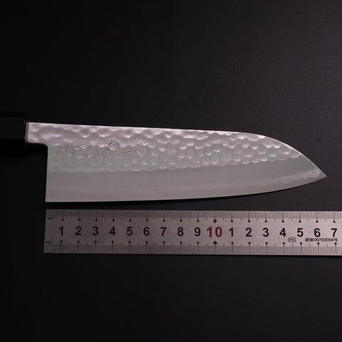 Santoku VG-10 Tsuchime Damast Büffelhorn und Magnolienholz Griff 165mm-[Musashi]-[Japan-Küchenmesser]
