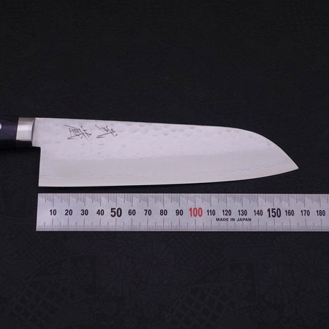 Santoku VG-10 Tsuchime Damast Dunkelblau Westlicher Griff 170mm-[Musashi]-[Japan-Küchenmesser]