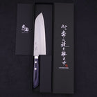 Santoku VG-10 Tsuchime Damast Dunkelblau Westlicher Griff 170mm-[Musashi]-[Japan-Küchenmesser]