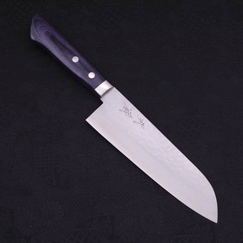 Santoku VG-10 Tsuchime Damast Dunkelblau Westlicher Griff 170mm-[Musashi]-[Japan-Küchenmesser]