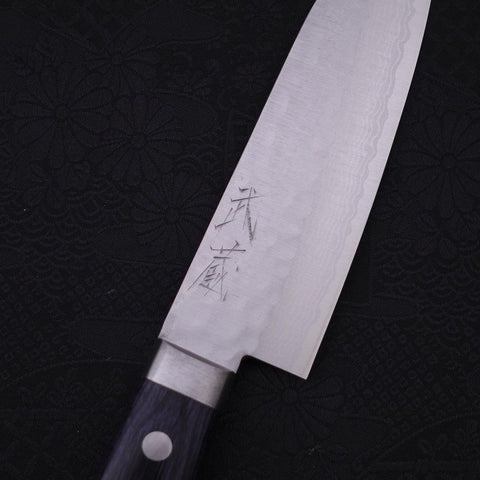 Santoku VG-10 Tsuchime Damast Dunkelblauer Westlicher Griff 130mm-[Musashi]-[Japan-Küchenmesser]