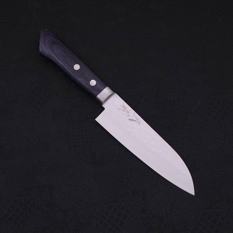 Santoku VG-10 Tsuchime Damast Dunkelblauer Westlicher Griff 130mm-[Musashi]-[Japan-Küchenmesser]