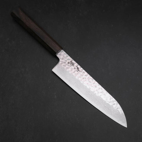 Santoku VG-10 Tsuchime Damast Eschenholz-Griff 180mm-[Musashi]-[Japan-Küchenmesser]
