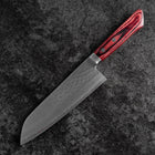 Santoku VG-10 Tsuchime Damast Roter Westlicher Griff 170mm-[Musashi]-[Japan-Küchenmesser]
