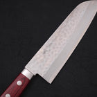 Santoku VG-10 Tsuchime Damast Roter Westlicher Griff 170mm-[Musashi]-[Japan-Küchenmesser]