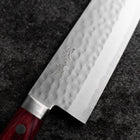 Santoku VG-10 Tsuchime Damast Roter Westlicher Griff 170mm-[Musashi]-[Japan-Küchenmesser]