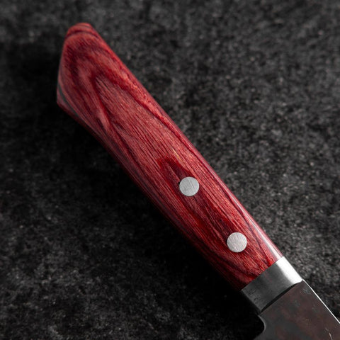 Santoku VG-10 Tsuchime Damast Roter Westlicher Griff 170mm-[Musashi]-[Japan-Küchenmesser]
