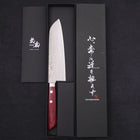 Santoku VG-10 Tsuchime Damast Roter Westlicher Griff 170mm-[Musashi]-[Japan-Küchenmesser]