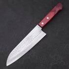 Santoku VG-10 Tsuchime Damast Roter Westlicher Griff 180mm-[Musashi]-[Japan-Küchenmesser]
