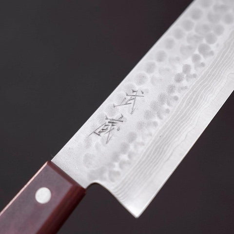 Santoku VG-10 Tsuchime Damast Roter Westlicher Griff 180mm-[Musashi]-[Japan-Küchenmesser]