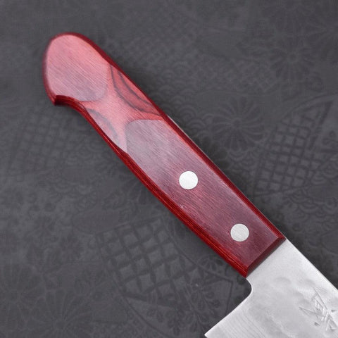 Santoku VG-10 Tsuchime Damast Roter Westlicher Griff 180mm-[Musashi]-[Japan-Küchenmesser]