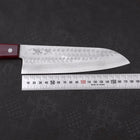Santoku VG-10 Tsuchime Damast Roter Westlicher Griff 180mm-[Musashi]-[Japan-Küchenmesser]