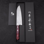 Santoku VG-10 Tsuchime Damast Roter Westlicher Griff 180mm-[Musashi]-[Japan-Küchenmesser]