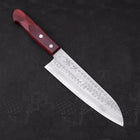 Santoku VG-10 Tsuchime Damast Roter Westlicher Griff 180mm-[Musashi]-[Japan-Küchenmesser]