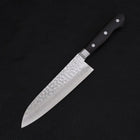Santoku VG-10 Tsuchime Damast Schwarzer Westlicher Griff 180mm-[Musashi]-[Japan-Küchenmesser]