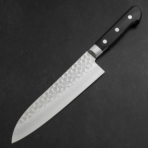 Santoku VG-10 Tsuchime Damast Schwarzer Westlicher Griff 180mm-[Musashi]-[Japan-Küchenmesser]