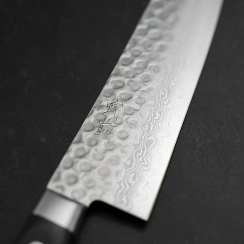 Santoku VG-10 Tsuchime Damast Schwarzer Westlicher Griff 180mm-[Musashi]-[Japan-Küchenmesser]