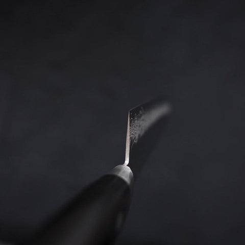 Santoku VG-10 Tsuchime Damast Schwarzer Westlicher Griff 180mm-[Musashi]-[Japan-Küchenmesser]