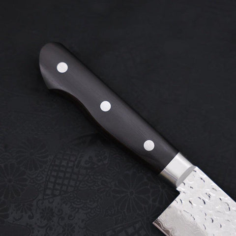 Santoku VG-10 Tsuchime Damast Schwarzer Westlicher Griff 180mm-[Musashi]-[Japan-Küchenmesser]