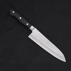 Santoku VG-10 Tsuchime Damast Schwarzer Westlicher Griff 180mm-[Musashi]-[Japan-Küchenmesser]