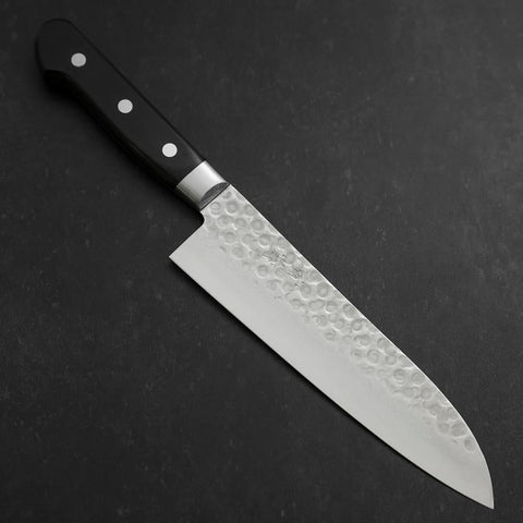 Santoku VG-10 Tsuchime Damast Schwarzer Westlicher Griff 180mm-[Musashi]-[Japan-Küchenmesser]
