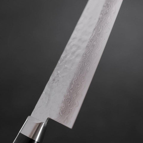 Santoku VG-10, Tsuchime Damast Westlicher Griff in Schwarz, 180mm-[Musashi]-[Japan-Küchenmesser]