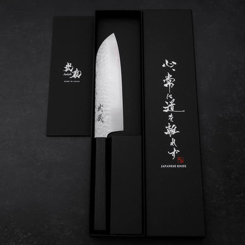 Santoku VG-10 Tsuchime Ebenholz Griff 165mm-[Musashi]-[Japan-Küchenmesser]