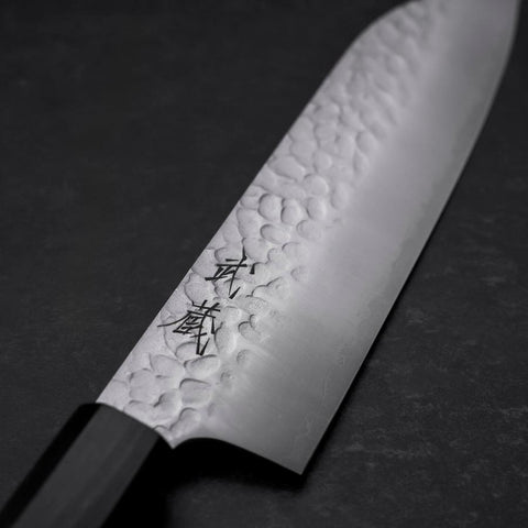 Santoku VG-10 Tsuchime Ebony Handle 165mm-[Musashi]-[Japanese-Kitchen-Knives]