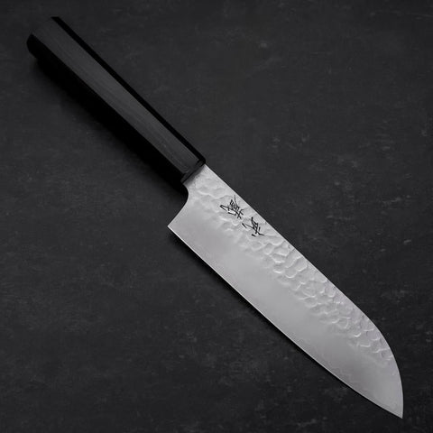 Santoku VG-10 Tsuchime Ebony Handle 165mm-[Musashi]-[Japanese-Kitchen-Knives]