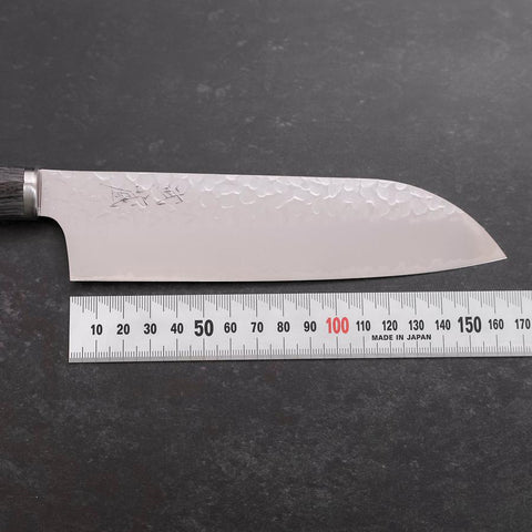 Santoku VG-10 Tsuchime Kohlefarbener Kirschholz Griff 165mm\-[Musashi]-[Japan-Küchenmesser]
