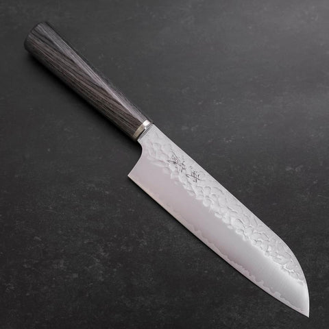 Santoku VG-10 Tsuchime Kohlefarbener Kirschholz Griff 165mm\-[Musashi]-[Japan-Küchenmesser]