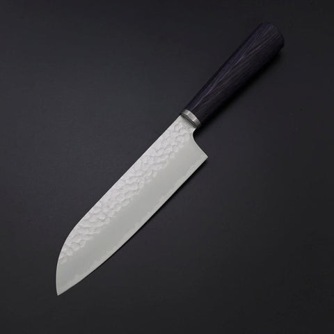 Santoku VG-10 Tsuchime Lila Runder Mahagoni Griff 165mm-[Musashi]-[Japan-Küchenmesser]