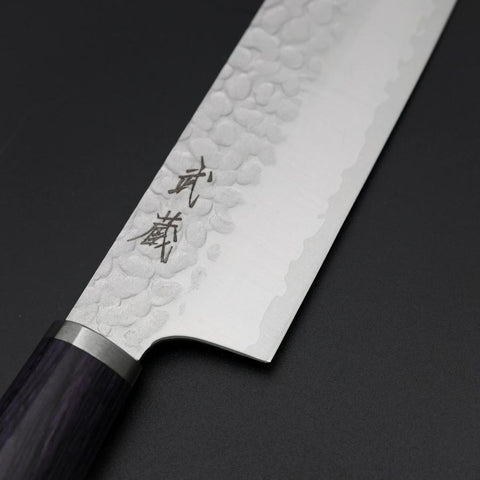 Santoku VG-10 Tsuchime Lila Runder Mahagoni Griff 165mm-[Musashi]-[Japan-Küchenmesser]