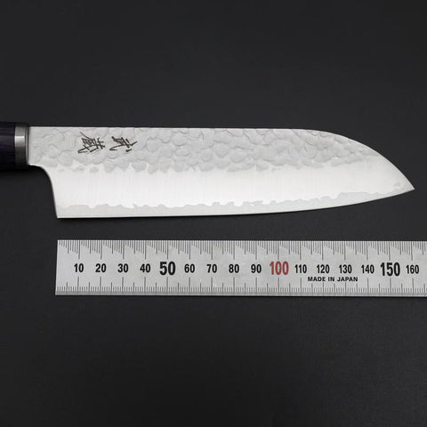 Santoku VG-10 Tsuchime Lila Runder Mahagoni Griff 165mm-[Musashi]-[Japan-Küchenmesser]
