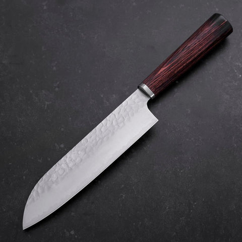 Santoku VG-10 Tsuchime Runder Mahagoni Griff 165mm-[Musashi]-[Japan-Küchenmesser]