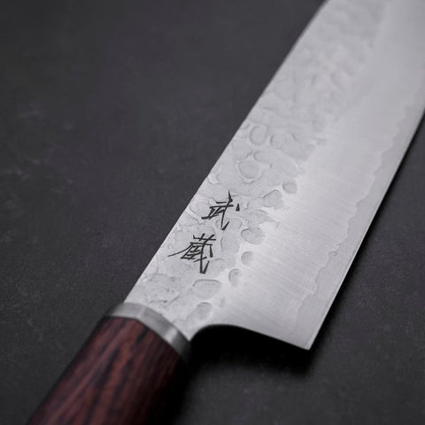Santoku VG-10 Tsuchime Runder Mahagoni Griff 165mm-[Musashi]-[Japan-Küchenmesser]