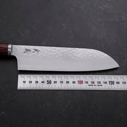 Santoku VG-10 Tsuchime Runder Mahagoni Griff 165mm-[Musashi]-[Japan-Küchenmesser]