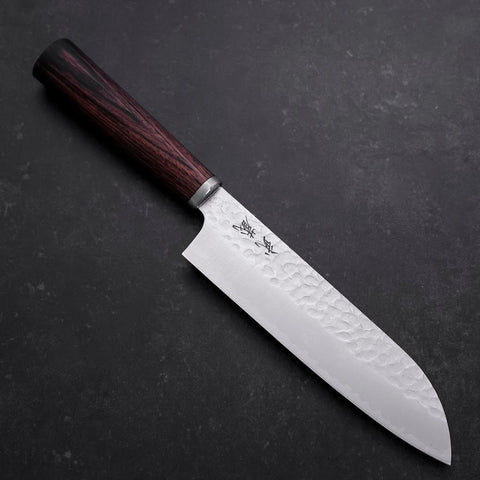 Santoku VG-10 Tsuchime Runder Mahagoni Griff 165mm-[Musashi]-[Japan-Küchenmesser]