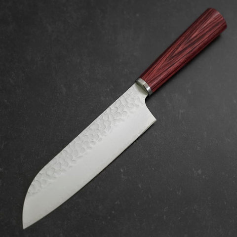Santoku VG-10 Tsuchime Westlicher Roter Griff 165mm-[Musashi]-[Japan-Küchenmesser]