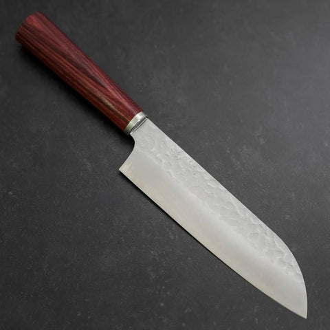 Santoku VG-10 Tsuchime Westlicher Roter Griff 165mm-[Musashi]-[Japan-Küchenmesser]