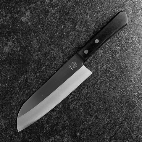 Santoku VG-5 Poliert Schwarzer Westlicher Griff 170mm (Tsuba Nashi)-[Musashi]-[Japan-Küchenmesser]